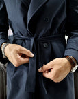 Trench sartoriale doppio petto in cotone tecnico