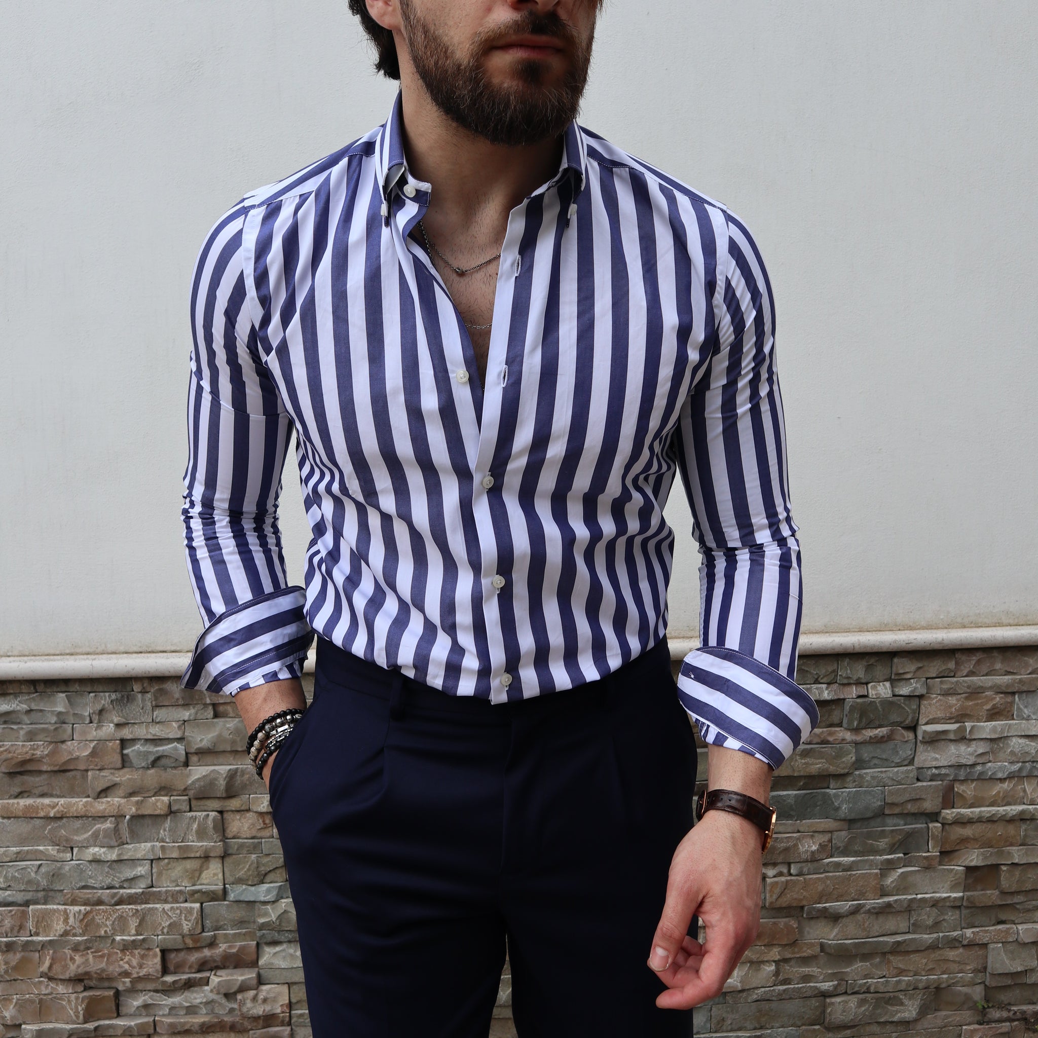 Camicia 100% co bastoncino largo