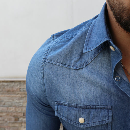 Camicia in denim modello western