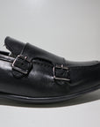 Mocassino in pelle doppia fibbia nero