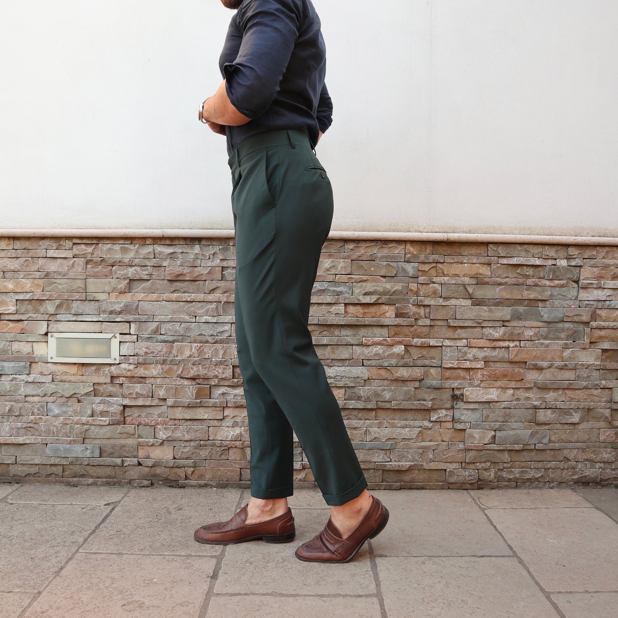 Pantalone vita alta in 100% Lana