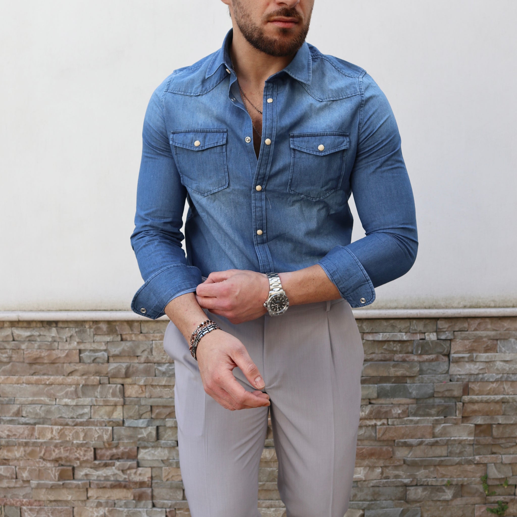 Camicia in denim modello western