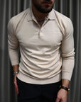 Polo in Maglia Manica lunga in misto lana