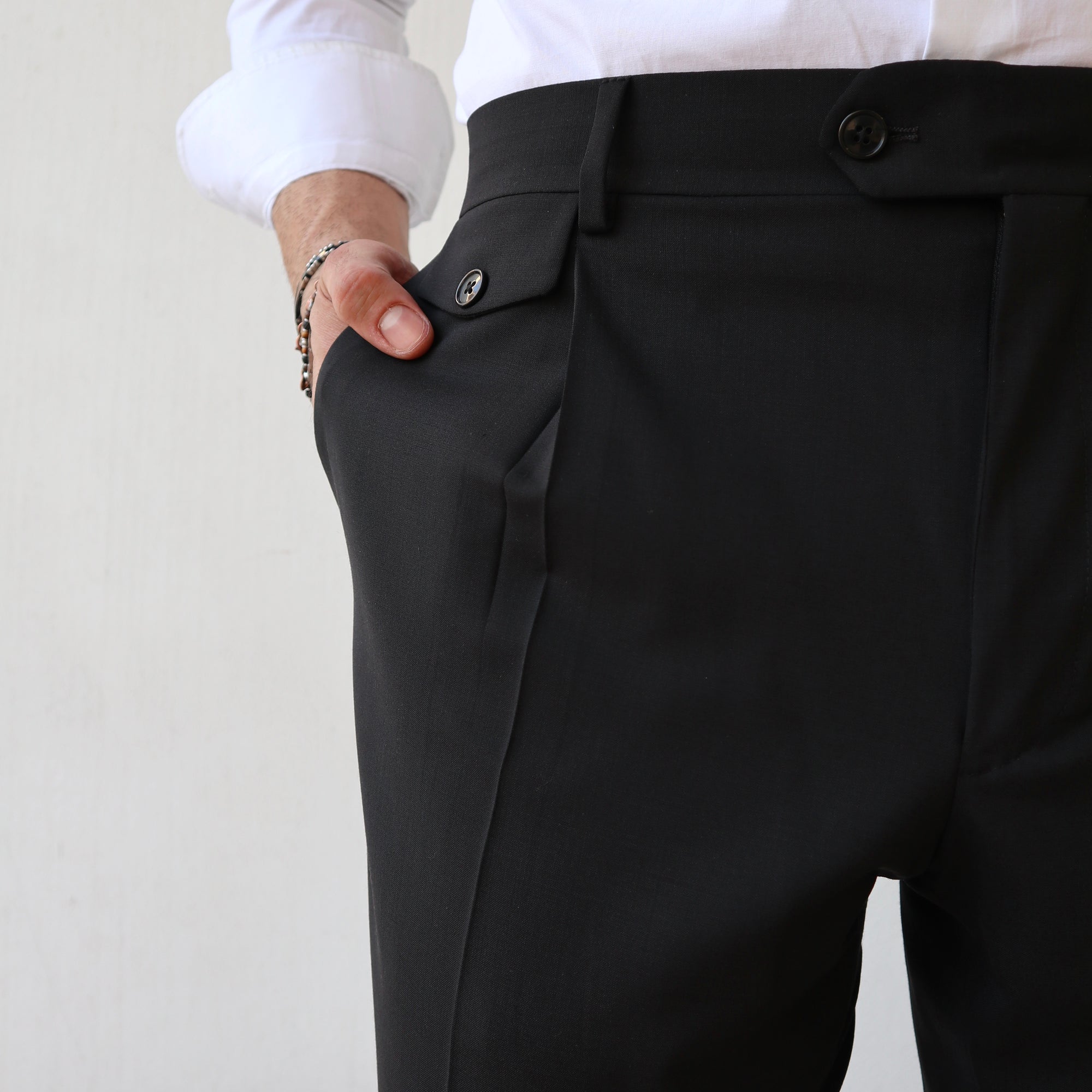 Pantalone vita alta in 100% Lana