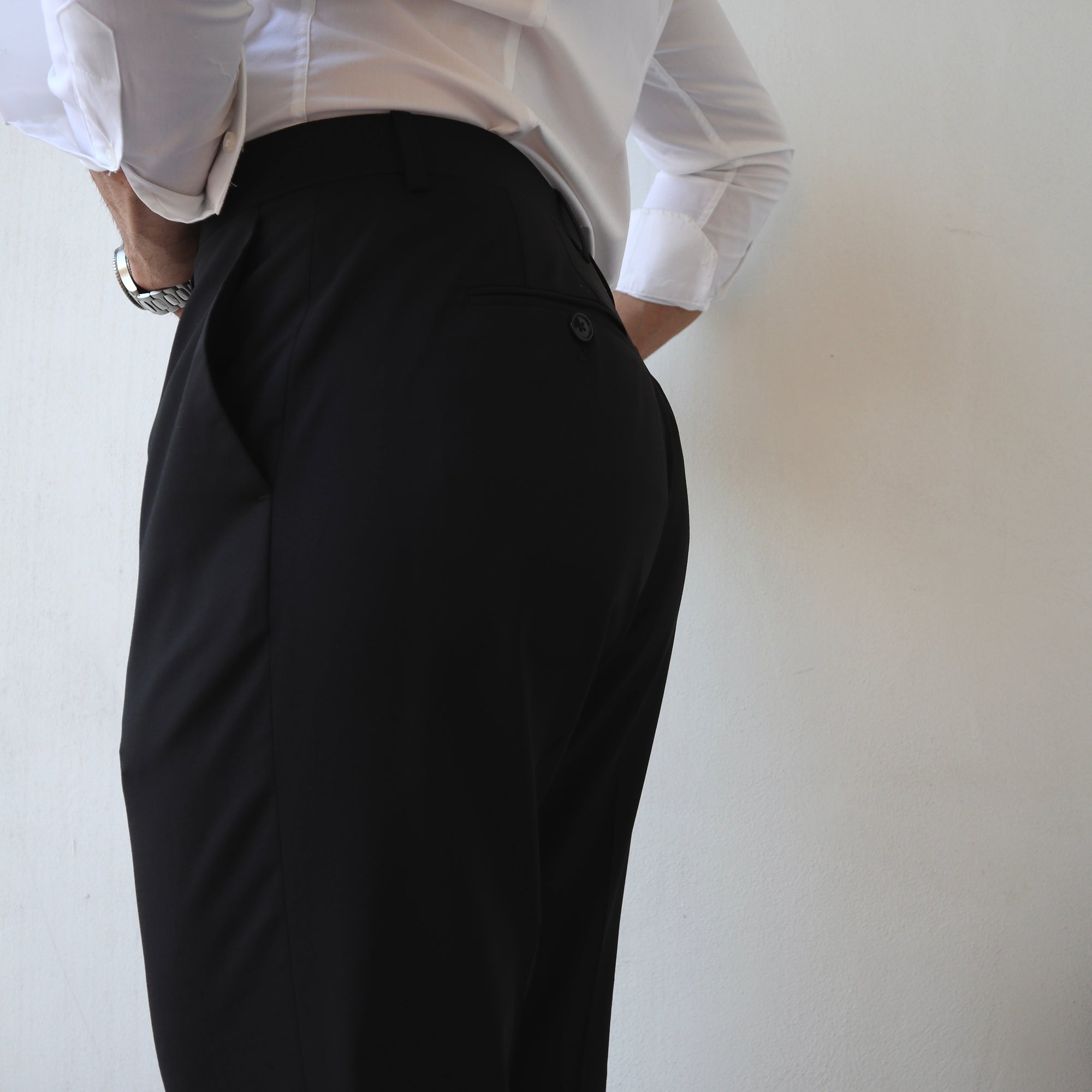 Pantalone vita alta in 100% Lana