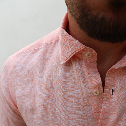 Camicia 100% PURO lino Salmone