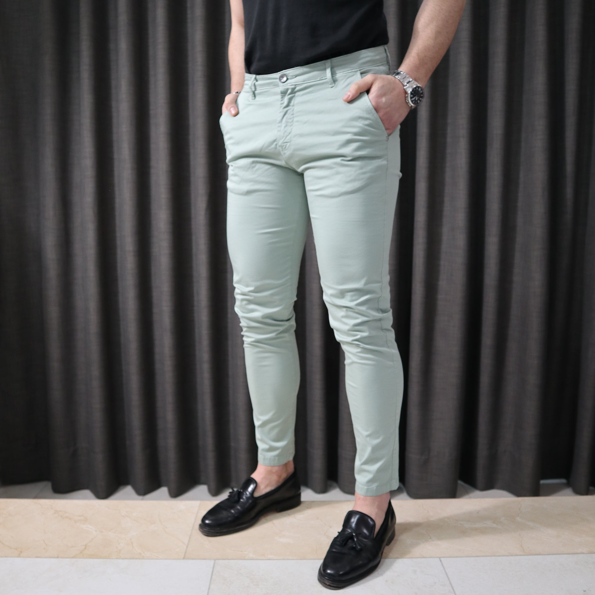 Pantalone chino verde acqua Patrick & Son