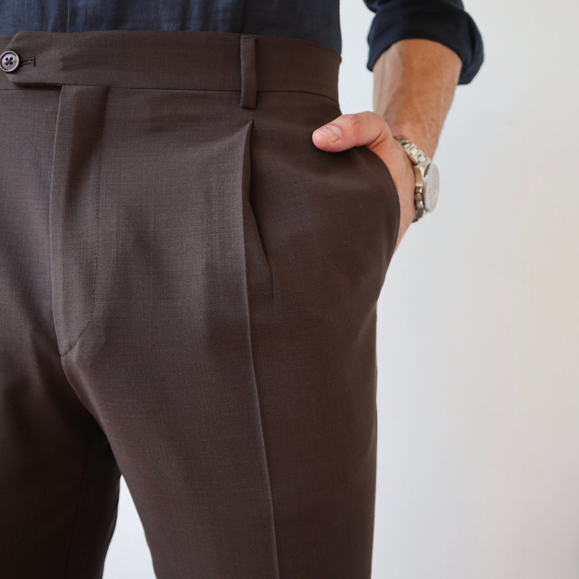 Pantalone vita alta in 100% Lana