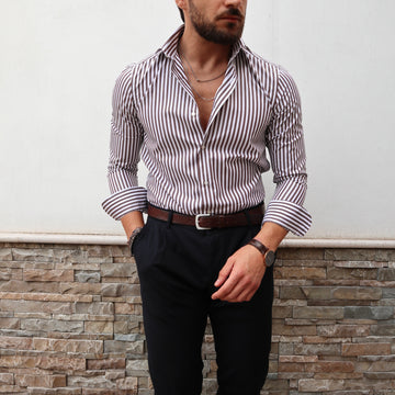 Camicia castom riga bastoncino 100% cotone