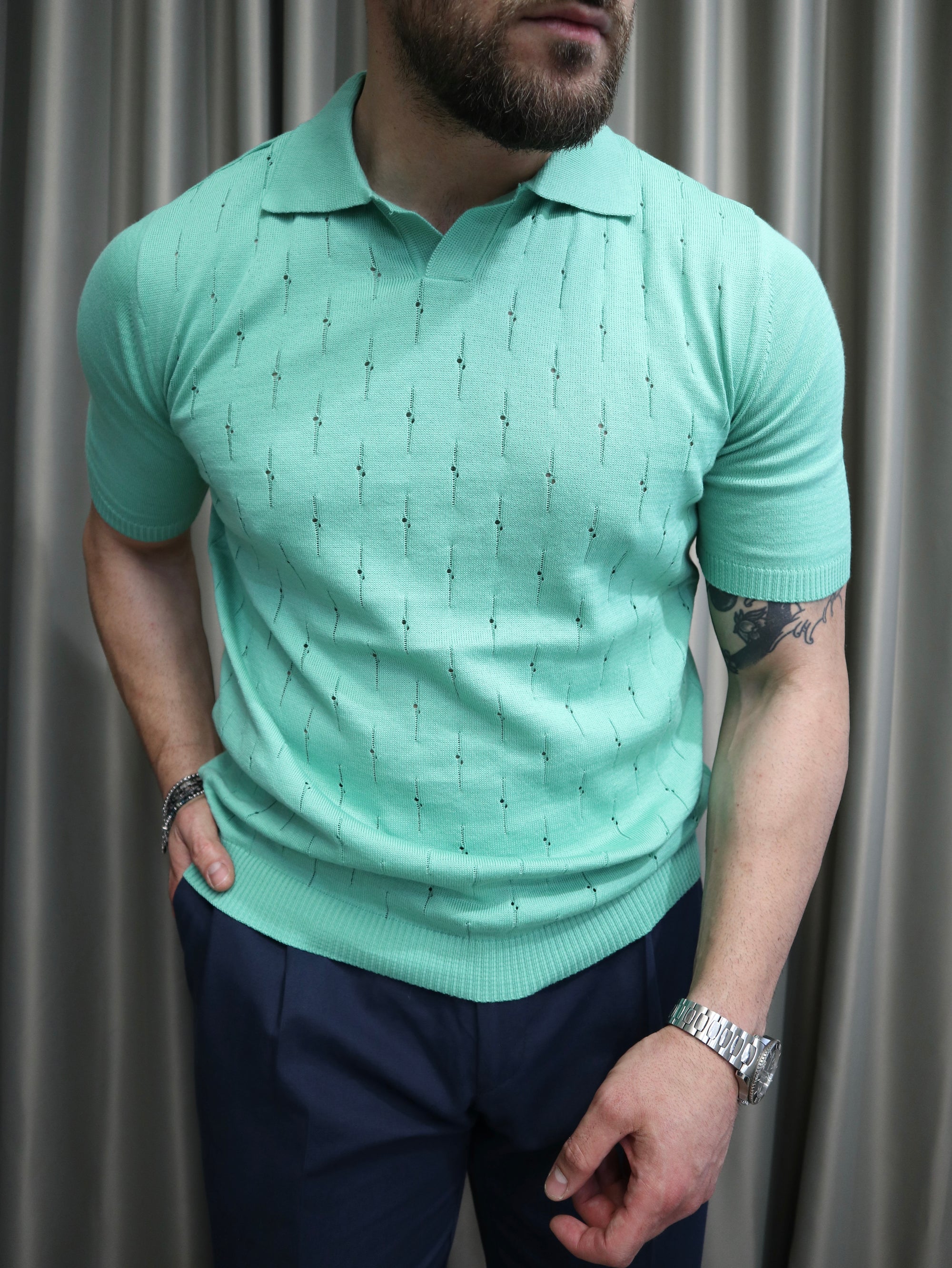 Polo in maglia traforata 100% Cotone extra fine