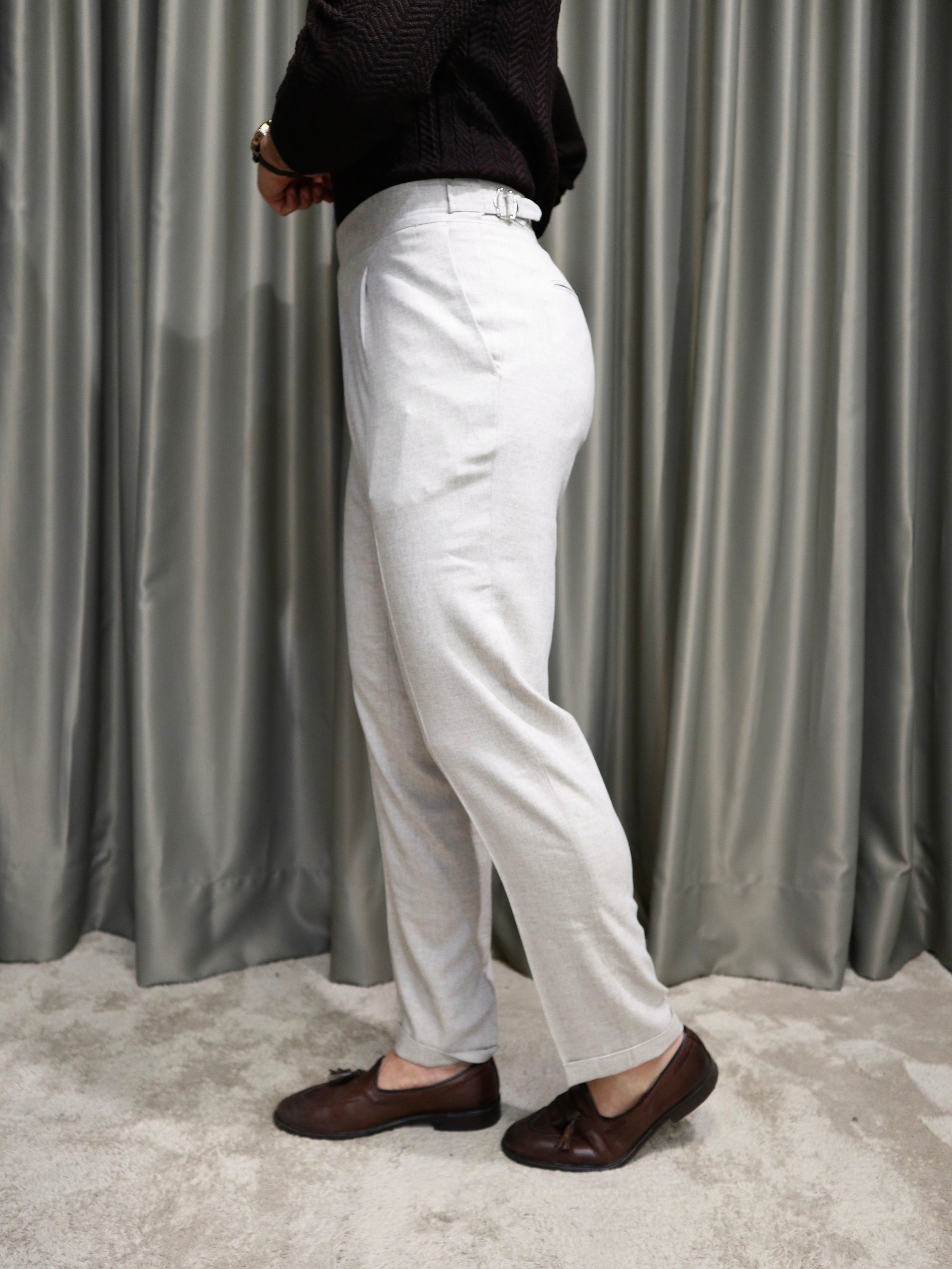 Pantalone con fibbie laterali mod wild in flanella