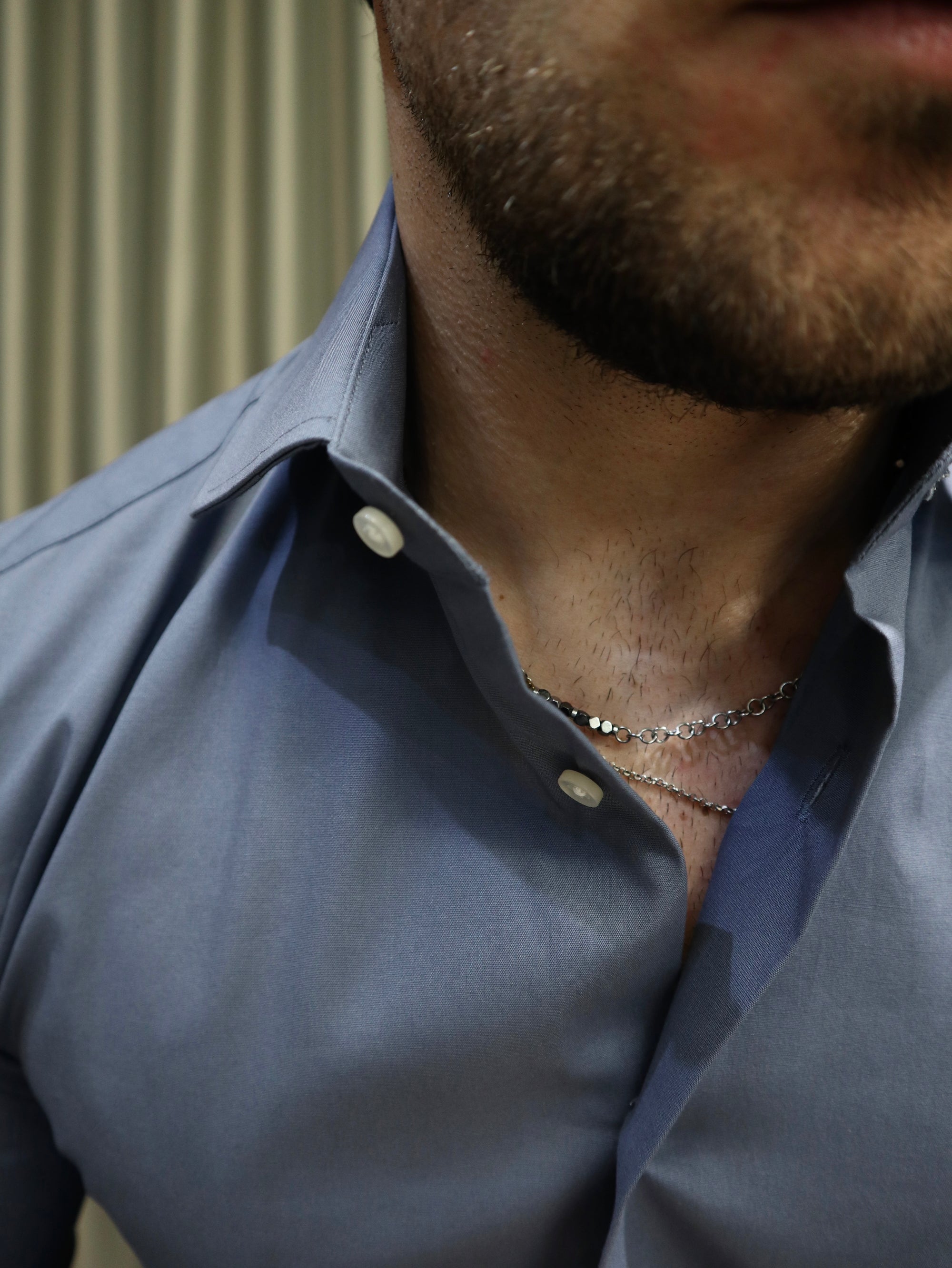 Camicia basic slim puro cotone Azzurro scuro
