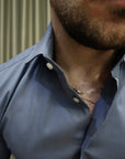 Camicia basic slim puro cotone Azzurro scuro