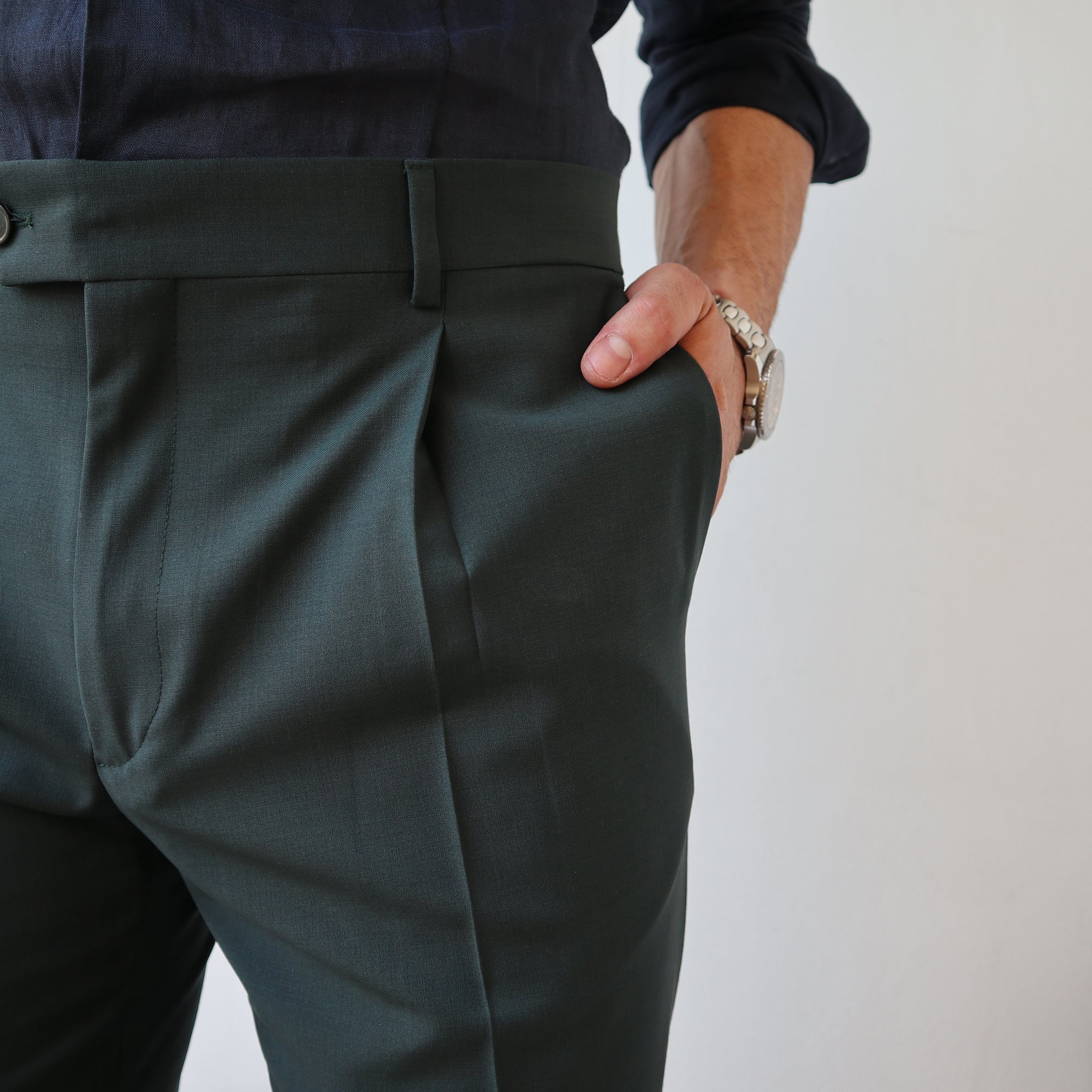 Pantalone vita alta in 100% Lana