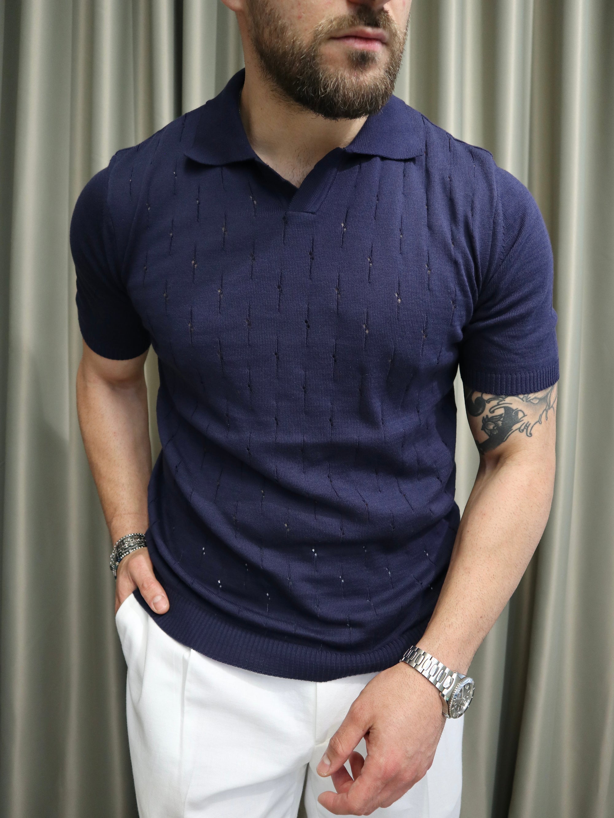 Polo in maglia traforata 100% Cotone extra fine