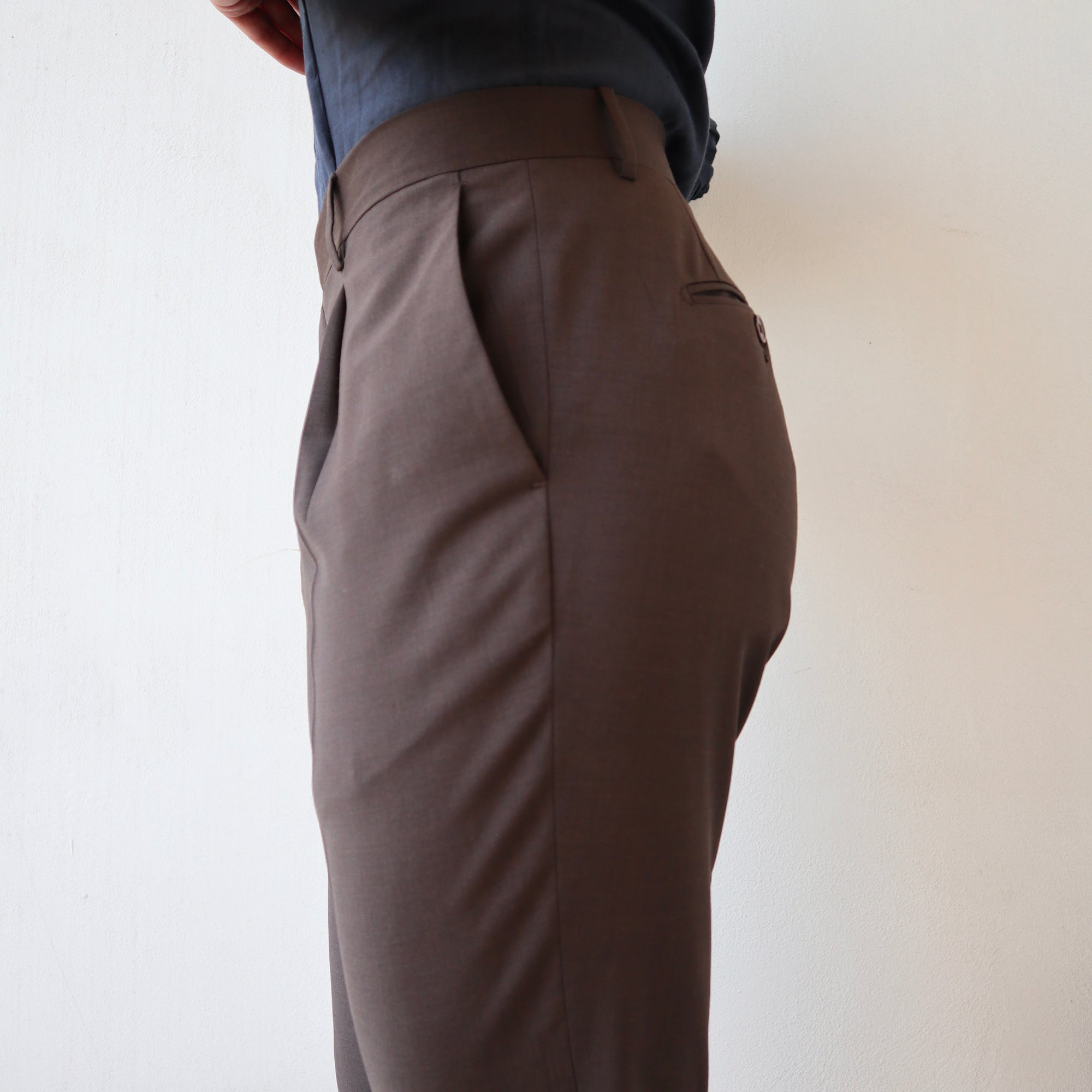 Pantalone vita alta in 100% Lana