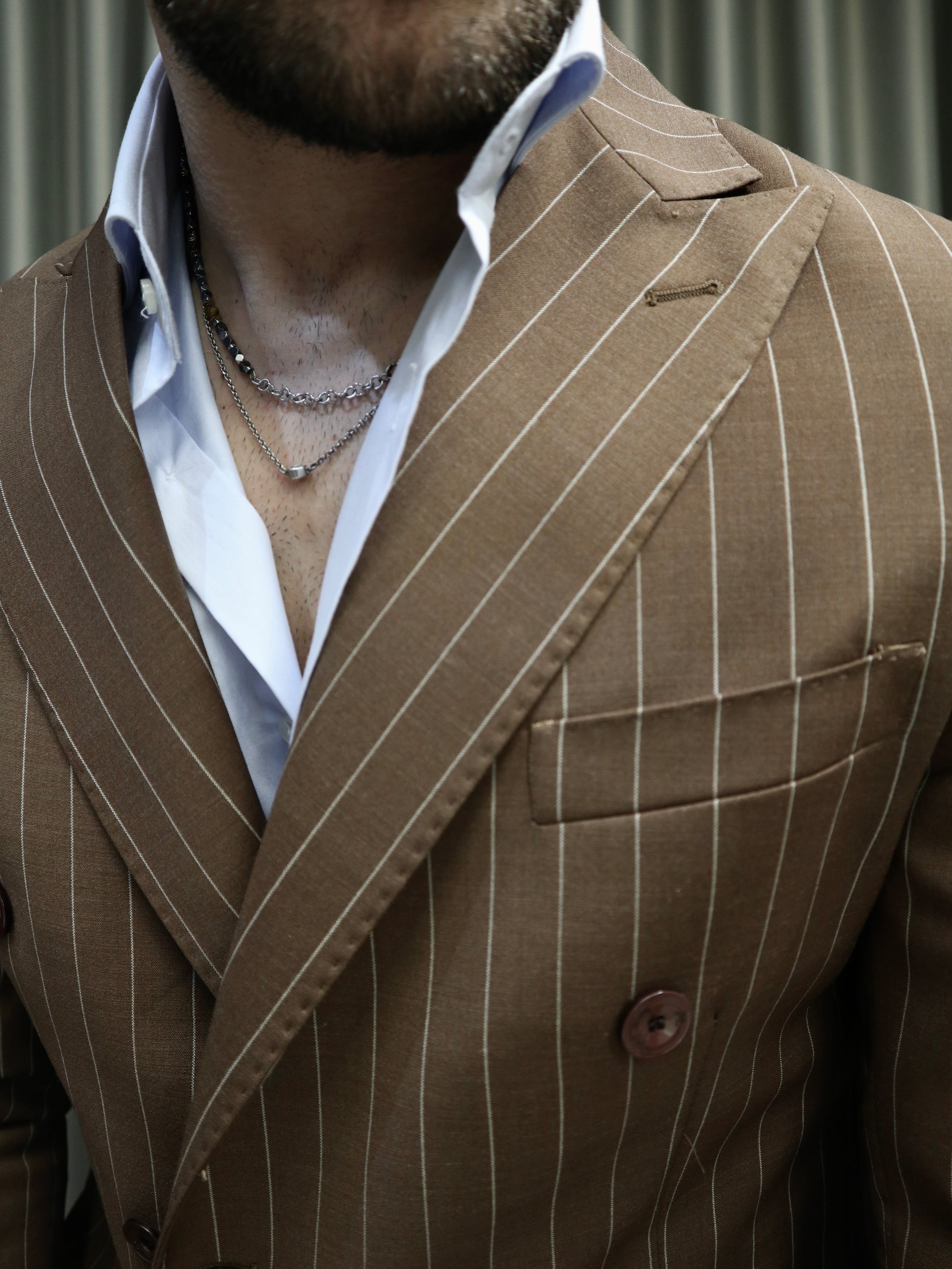 Abito sartoriale doppio petto gessato moro
