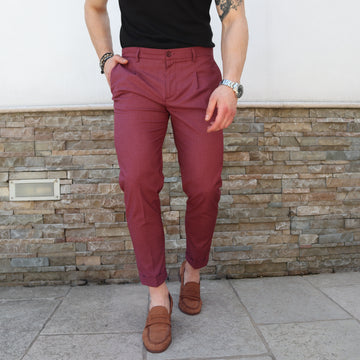 Pantalone in fresco lana mod classico bordeaux