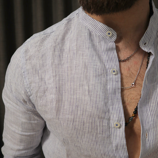 Camicia 100% lino collo coreano