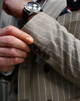 Abito sartoriale doppio petto gessato beige