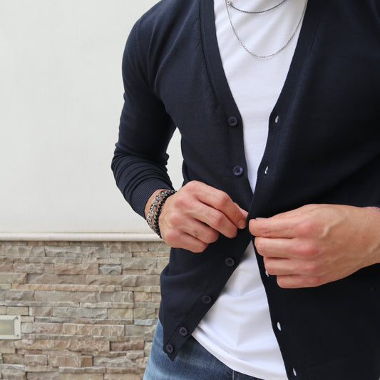 Cardigan basic Blu