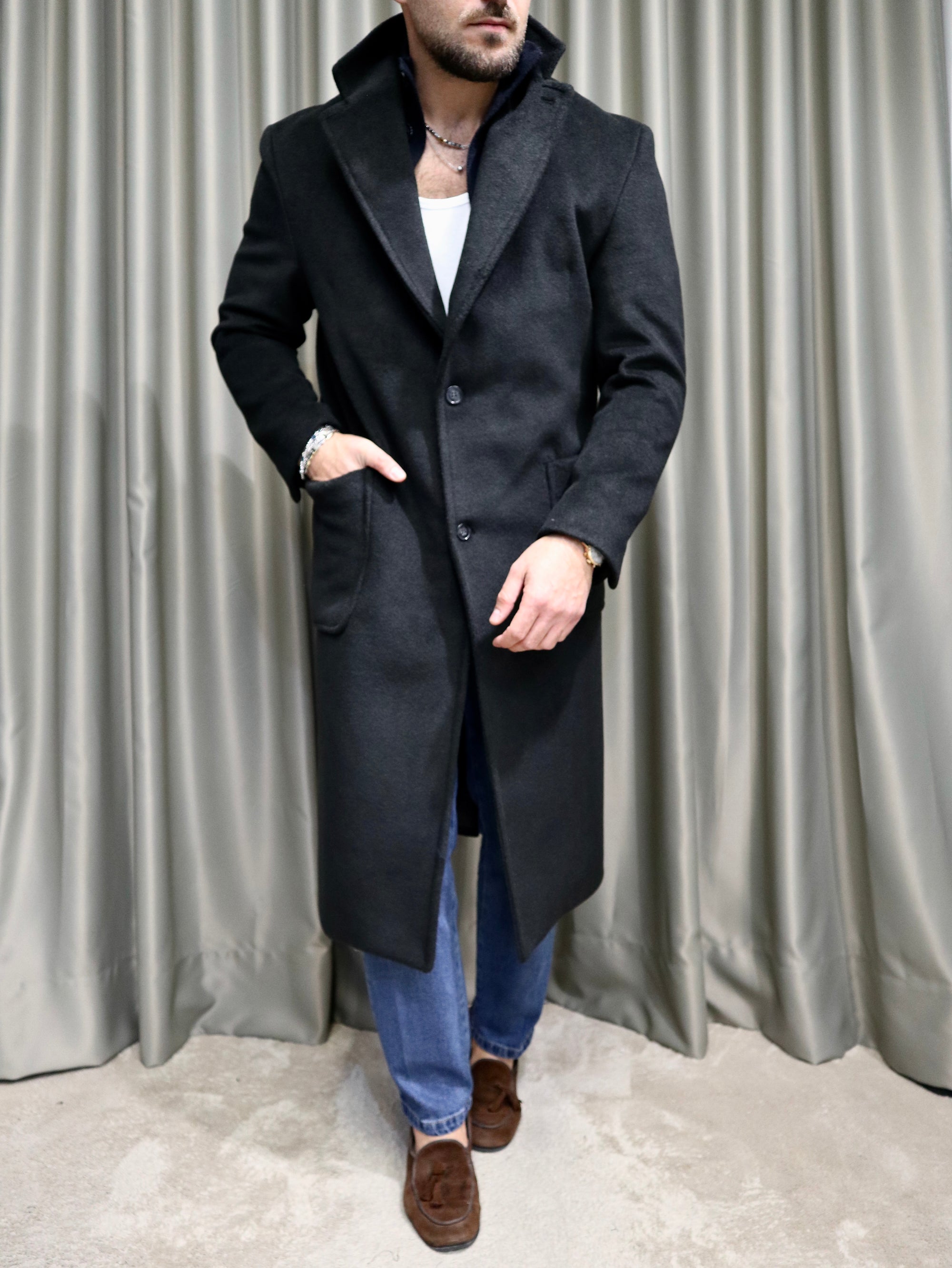 Cappotto Old Monopetto in misto lana