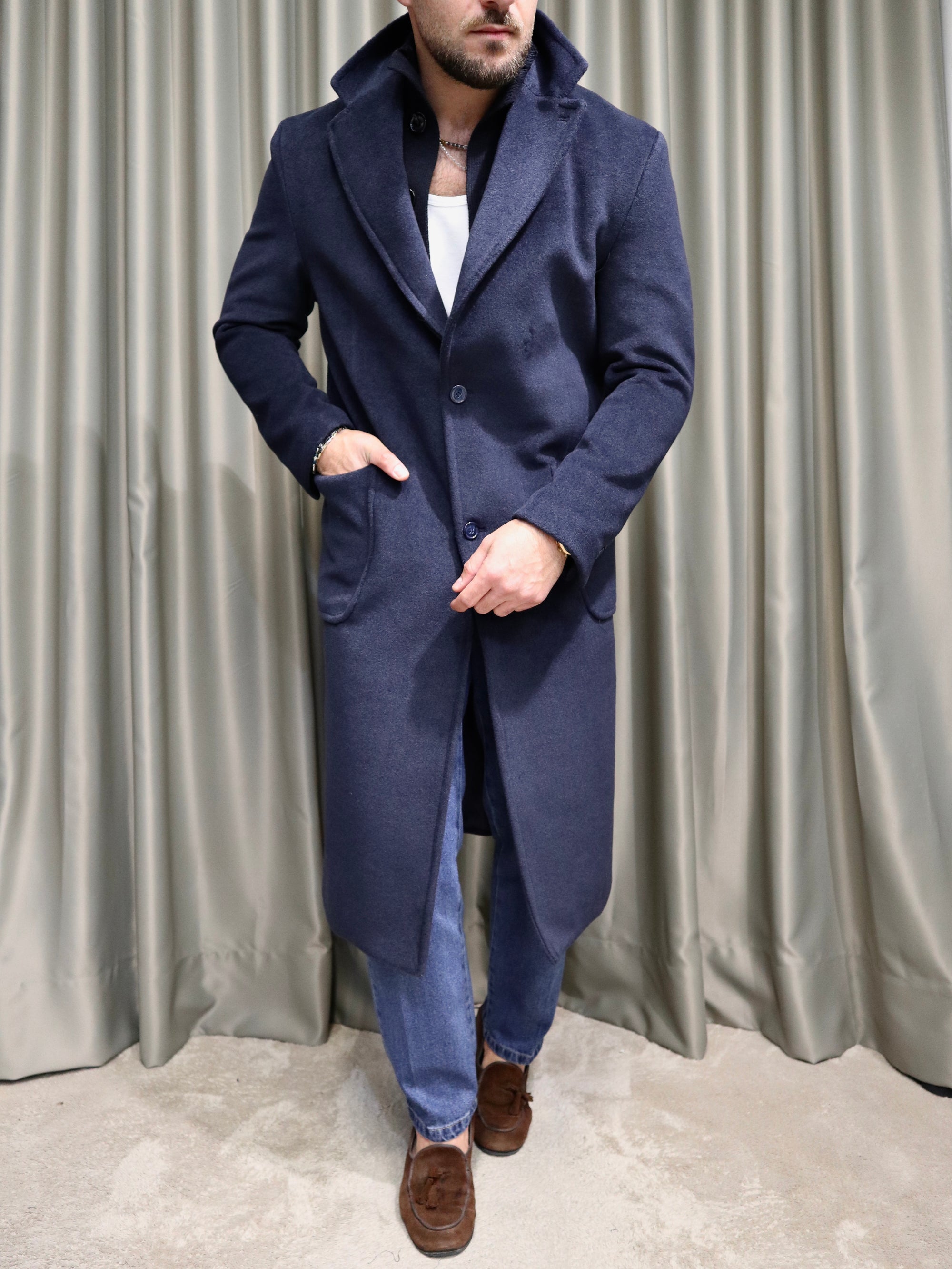 Cappotto Old Monopetto in misto lana