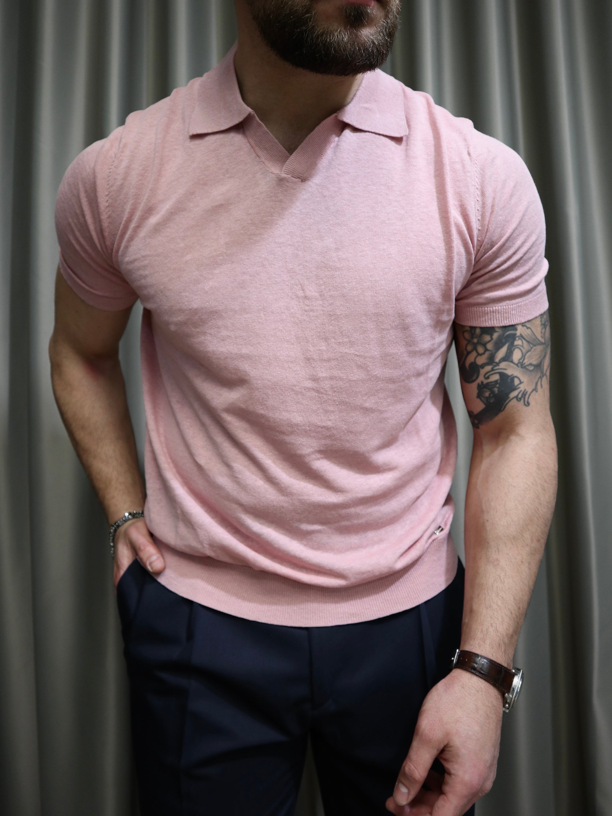 Polo in maglia lino e cotone