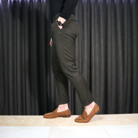 Pantalone in fresco lana Patrick & Son Verde Militare