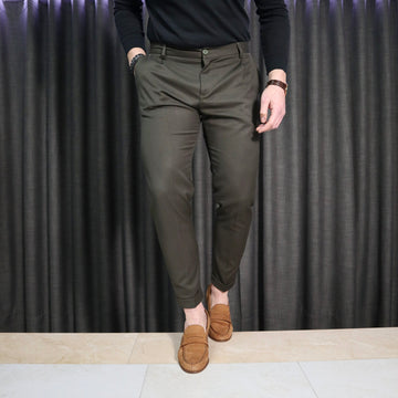 Pantalone in fresco lana Patrick & Son Verde Militare